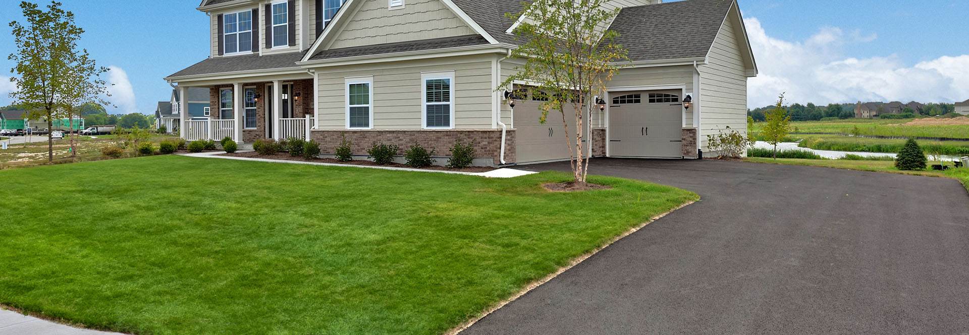 Beautiful residential house with driveway
